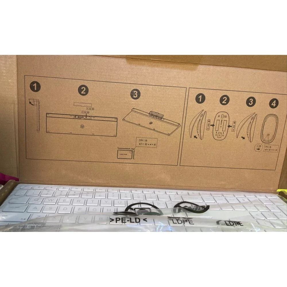 wireless keyboard and mouse combo #HSA P001D White Open Box